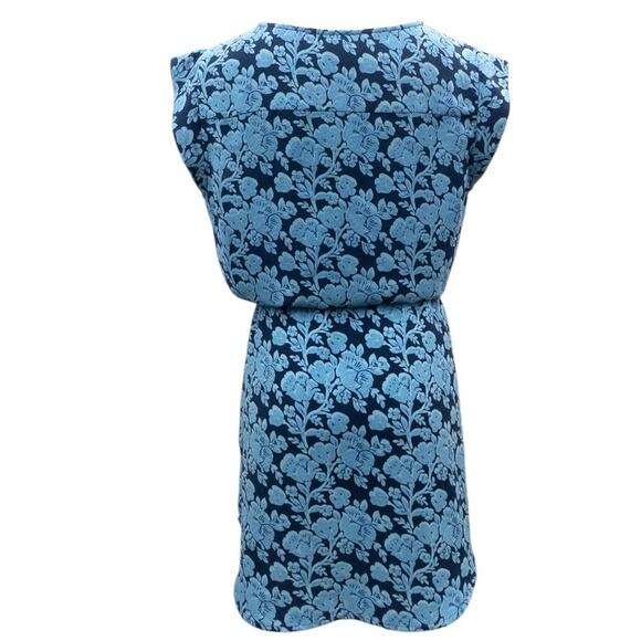 CAbi Blue Floral Java Dress #5265 Drawstring Waist Above the Knee Women's Large - Picture 3 of 5